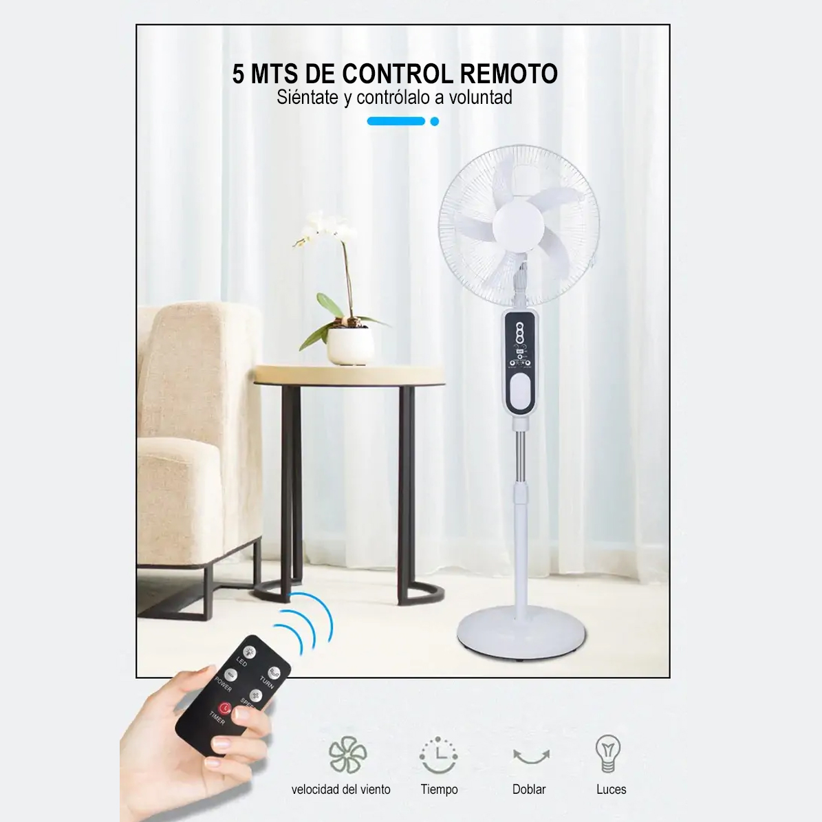 Ventilador Pie Recarcable Panel Solar